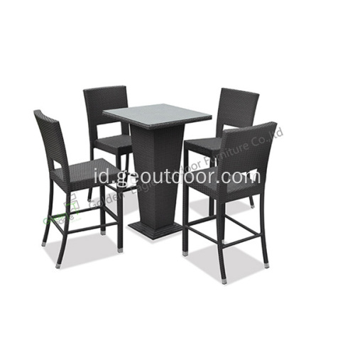 outdoor PE anyaman 5-piece bar set